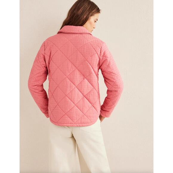 BODEN Broderie Quilted Embroidered Eyelet Cotton Jacket Pink Sz 14 Plus - Picture 2 of 6